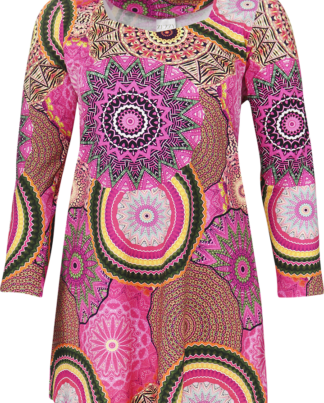 Pink Kaleidoscope Sweetheart Neck Tunic